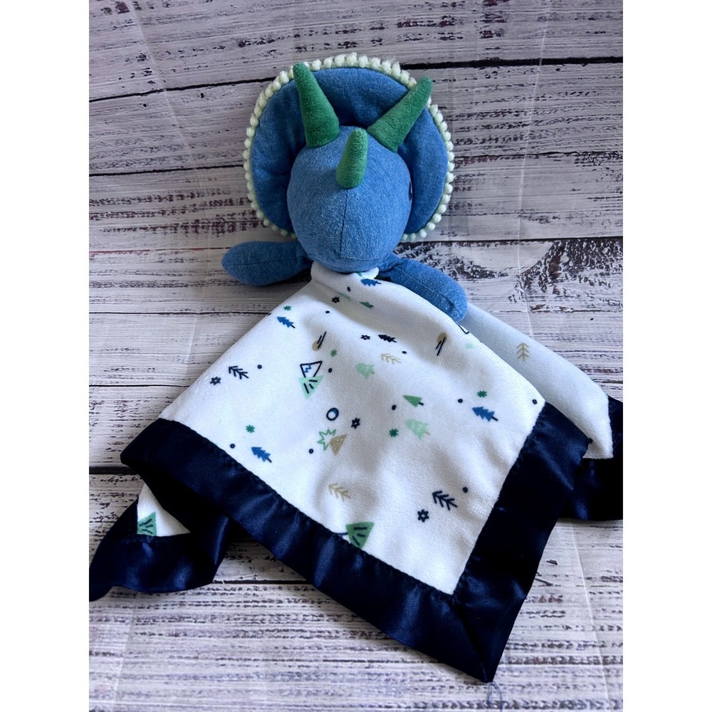 Cloud Island Triceratops Dinosaur Security Blanket Blue Green Plush Lovey Toy
